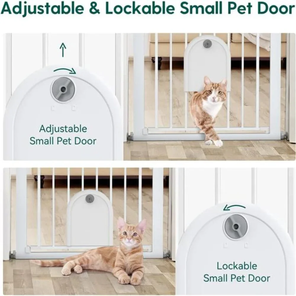 Auto Close Baby Gate with Small Cat Door, 29-43